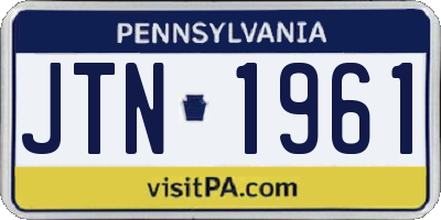 PA license plate JTN1961