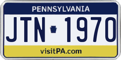 PA license plate JTN1970