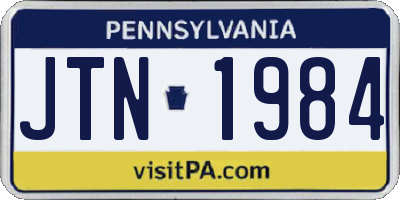 PA license plate JTN1984