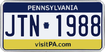 PA license plate JTN1988
