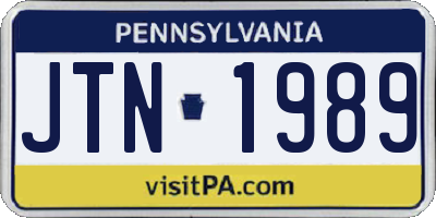 PA license plate JTN1989