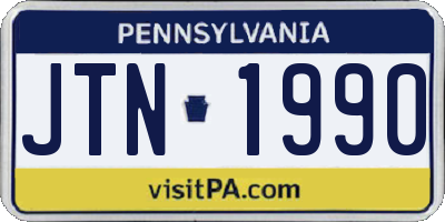 PA license plate JTN1990