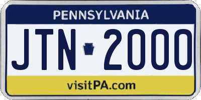 PA license plate JTN2000