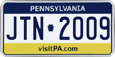 PA license plate JTN2009
