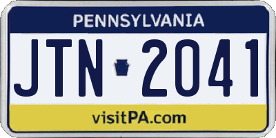 PA license plate JTN2041
