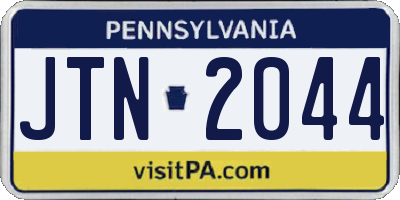 PA license plate JTN2044