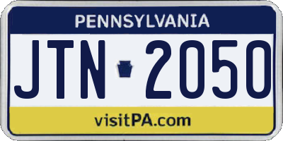 PA license plate JTN2050