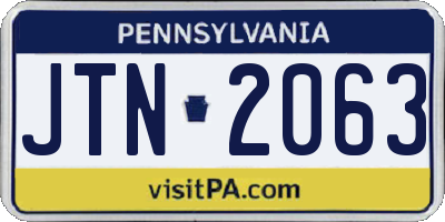 PA license plate JTN2063