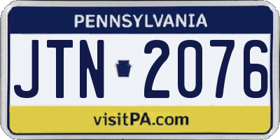 PA license plate JTN2076