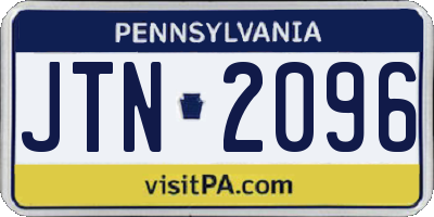 PA license plate JTN2096