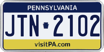 PA license plate JTN2102