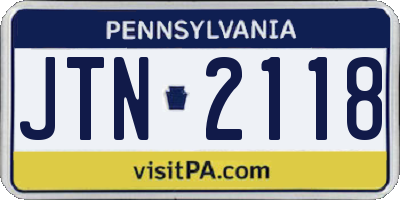 PA license plate JTN2118