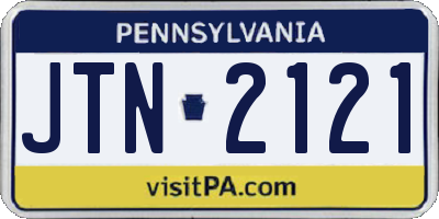 PA license plate JTN2121