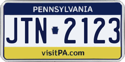 PA license plate JTN2123