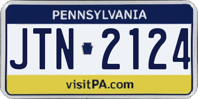 PA license plate JTN2124
