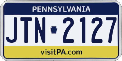 PA license plate JTN2127