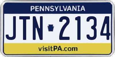 PA license plate JTN2134