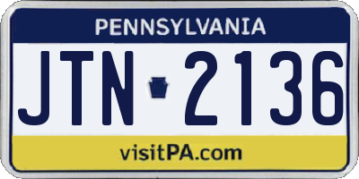 PA license plate JTN2136