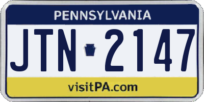 PA license plate JTN2147
