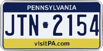 PA license plate JTN2154