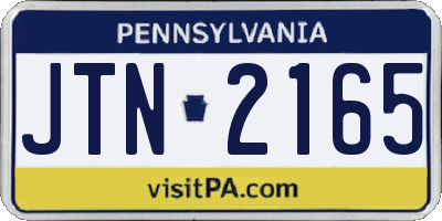 PA license plate JTN2165