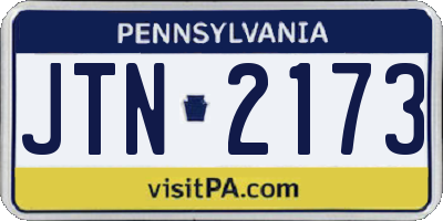 PA license plate JTN2173
