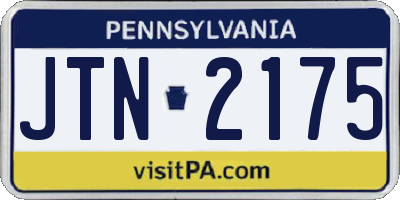 PA license plate JTN2175