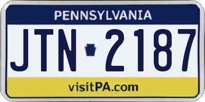 PA license plate JTN2187