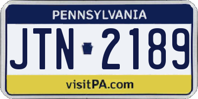PA license plate JTN2189
