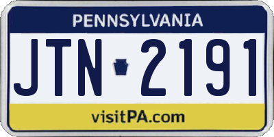PA license plate JTN2191