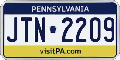PA license plate JTN2209