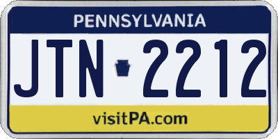 PA license plate JTN2212