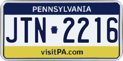 PA license plate JTN2216