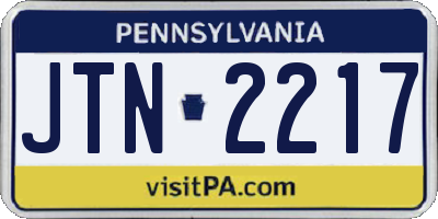 PA license plate JTN2217