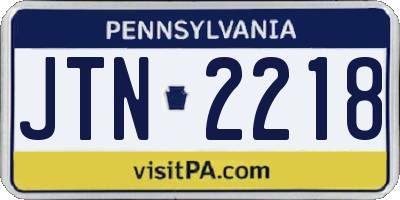 PA license plate JTN2218