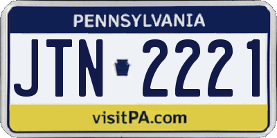 PA license plate JTN2221