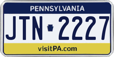 PA license plate JTN2227