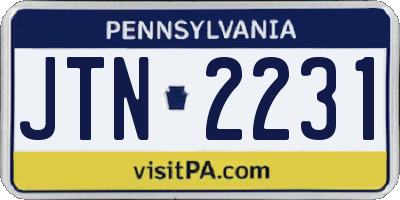 PA license plate JTN2231