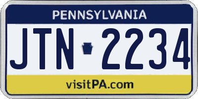 PA license plate JTN2234