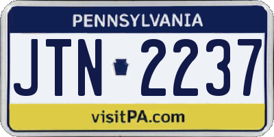 PA license plate JTN2237