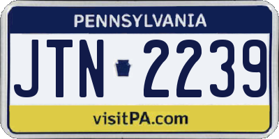 PA license plate JTN2239