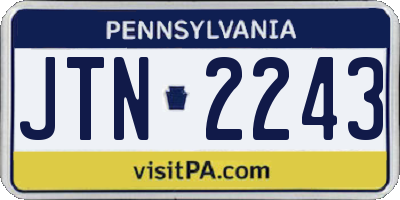 PA license plate JTN2243