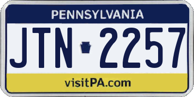 PA license plate JTN2257