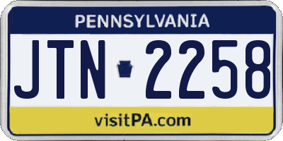 PA license plate JTN2258
