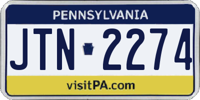 PA license plate JTN2274
