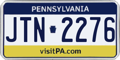 PA license plate JTN2276