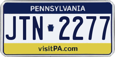 PA license plate JTN2277