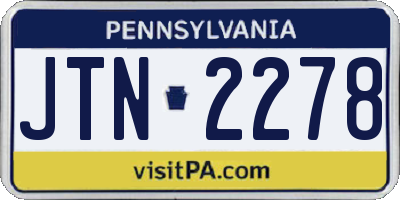 PA license plate JTN2278