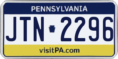 PA license plate JTN2296
