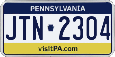 PA license plate JTN2304